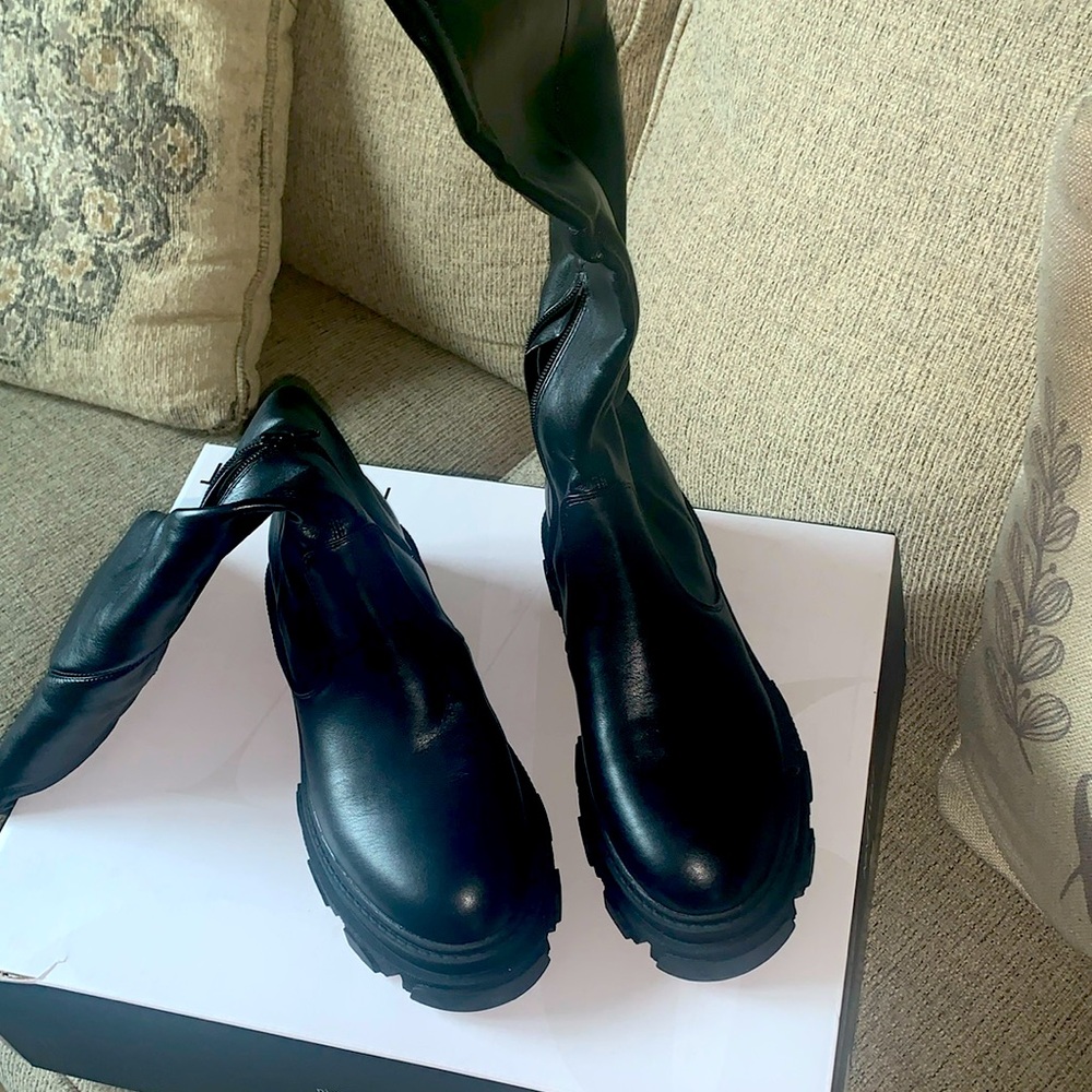 Nine West Over the Knee wedge heel boots Brand New